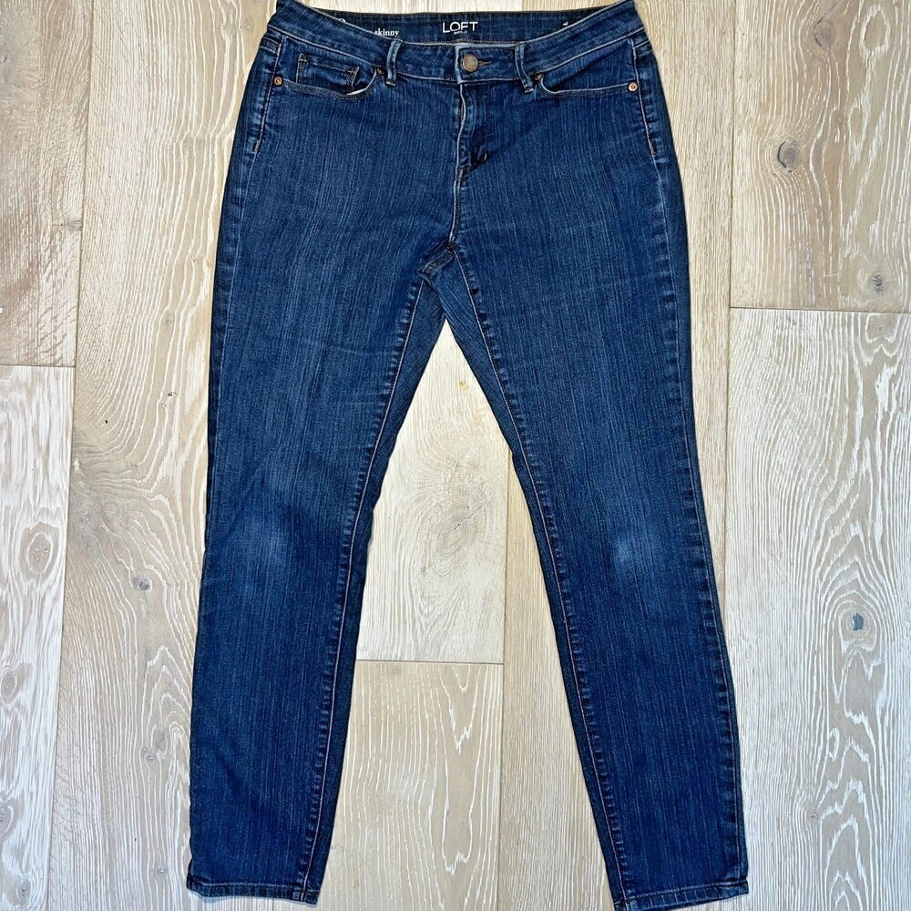 Loft Jeans Women's Size 8 Blue Wash Skinny Plain Pocket 5-Pocket Stretch